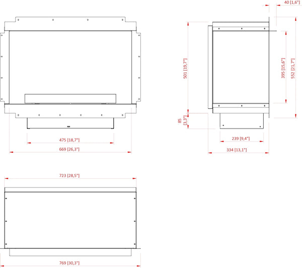 Neo 500 Fireplace - Caminetto a bioetanolo da incasso