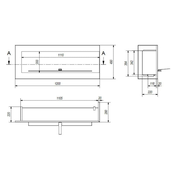 Camino ad angolo destro - 120 cm
