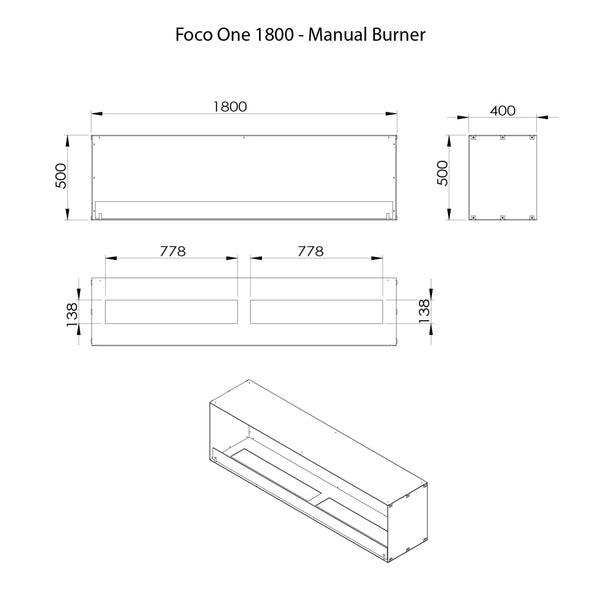 Foco One 1800 - Biocamino da incasso frontale