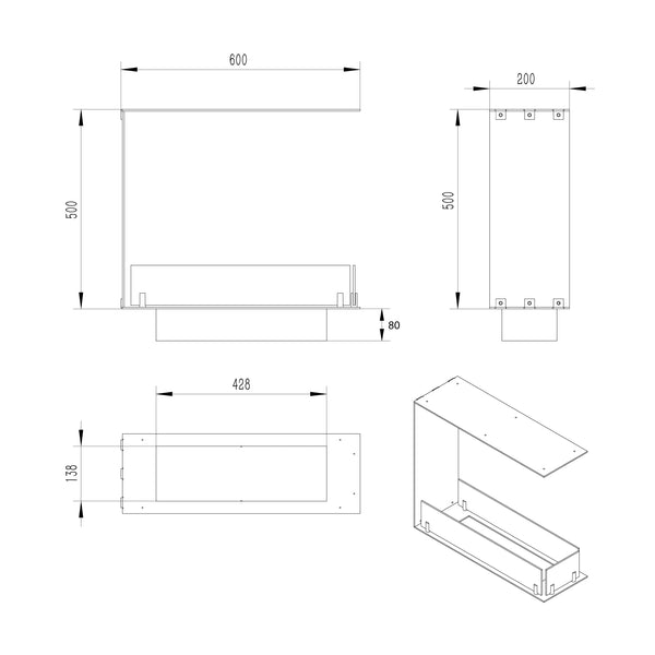 Foco Room Divider 600 Slim - Biocamino divisorio