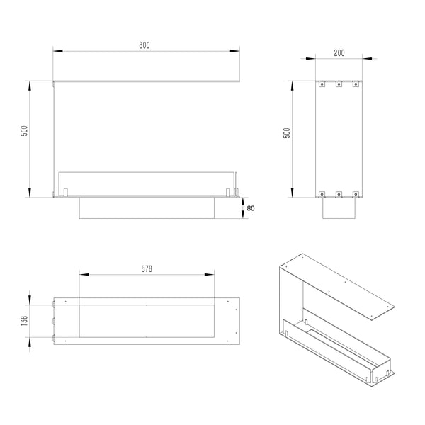 Foco Room Divider 800 Slim - Biocamino divisorio