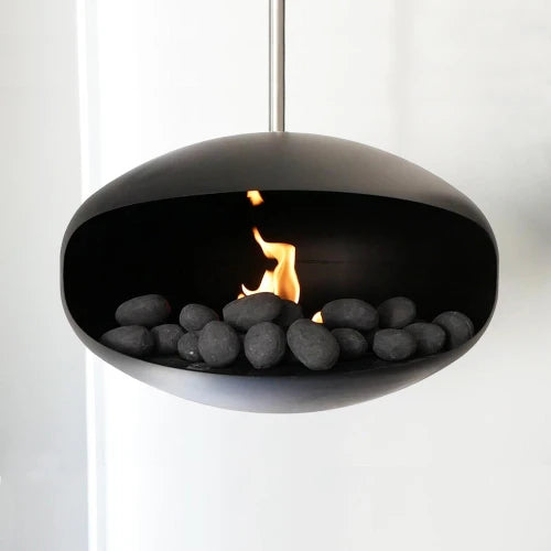 Ciottoli in ceramica nera per caminetto