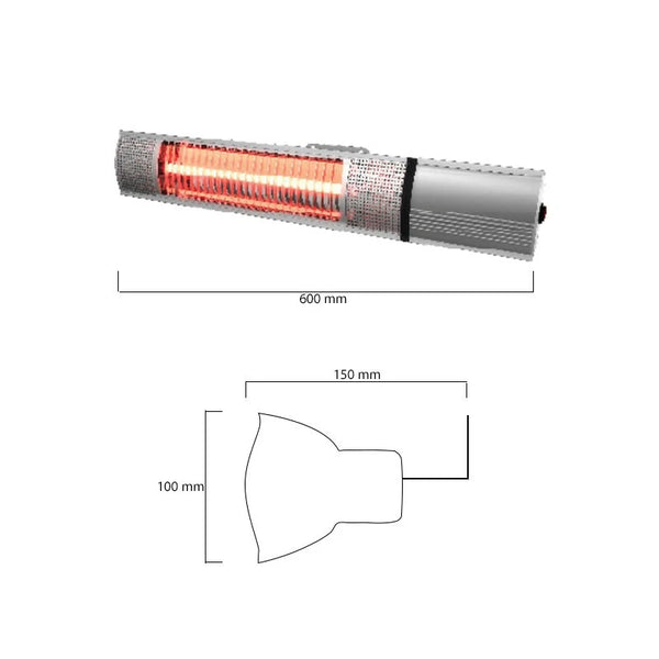 Riscaldatore da esterni a parete 500-1000-1500 W