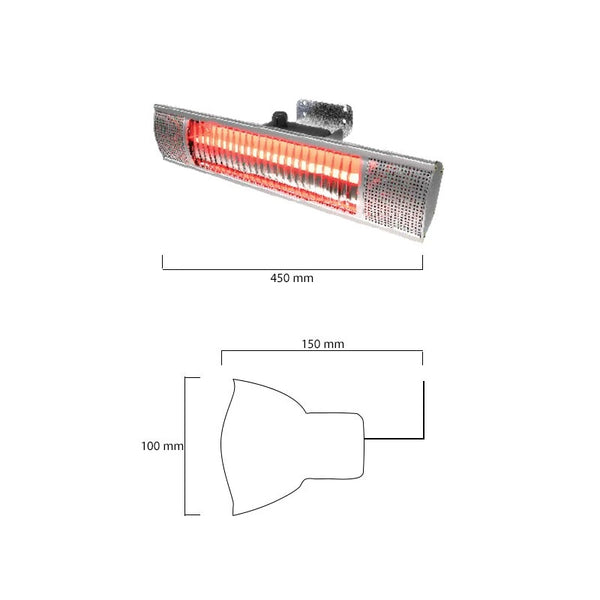 Riscaldatore da esterni a parete 1500W, GT, 51 cm - Argento