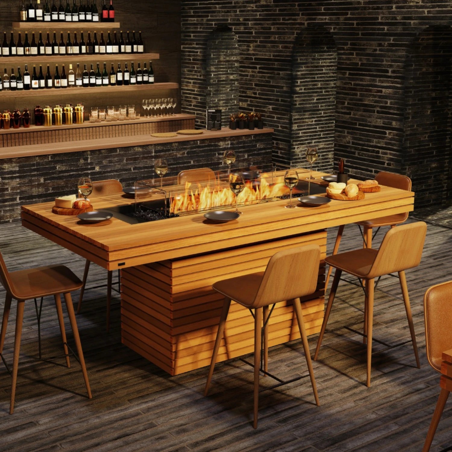 Gin 90 Bar - Braciere a bioetanolo in teak