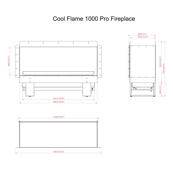 Cool Flame Room Divider 1000 - Camino su tre lati