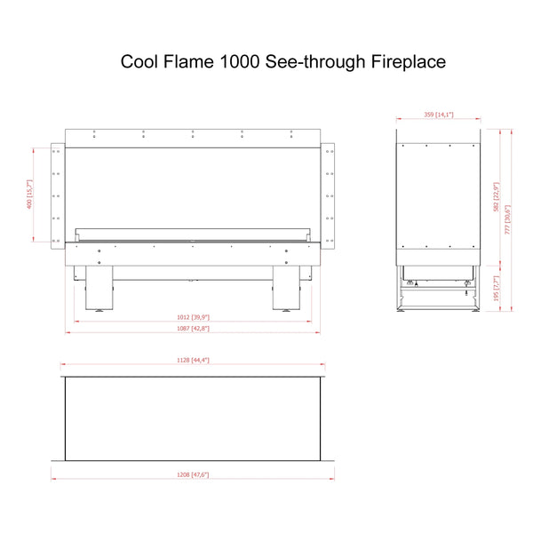 Cool Flame 1000 Bilaterale - Camino a vapore