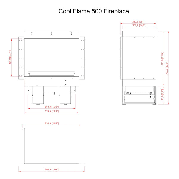 Cool Flame 500 Corner - Camino a vapore con angolo a destra