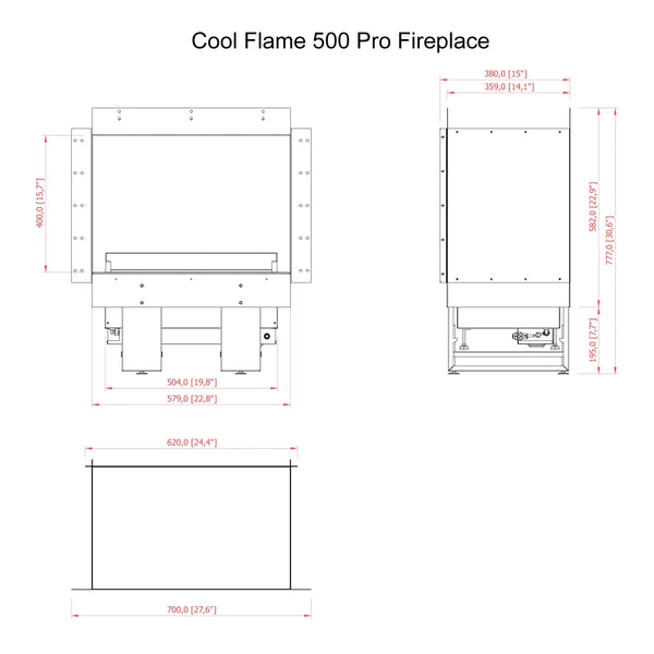 Cool Flame 500 Corner - Camino a vapore con angolo a destra