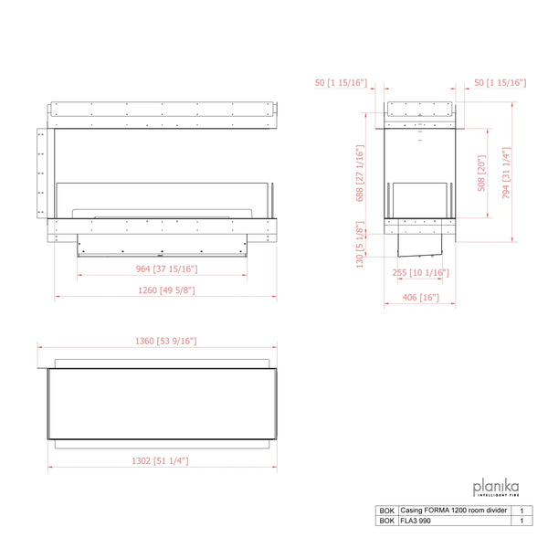 Forma 1200 Room Divider - Camino divisorio