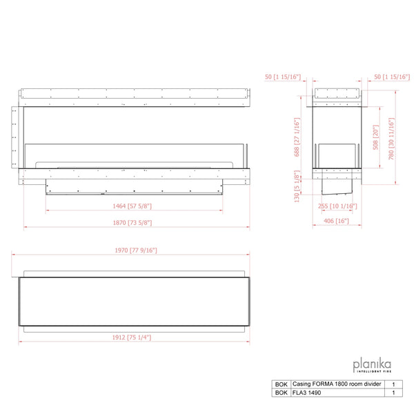 Forma 1800 Room Divider - Camino divisorio