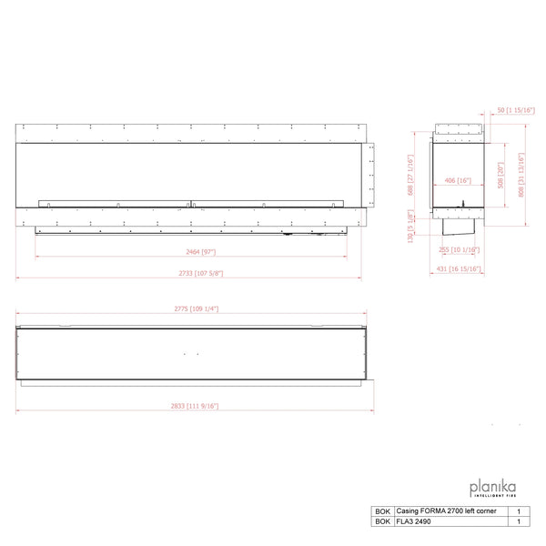 Forma 2700 - Camino ad angolo sinistro