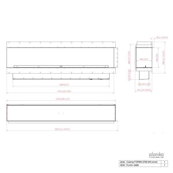 Forma 2700 - Camino ad angolo sinistro