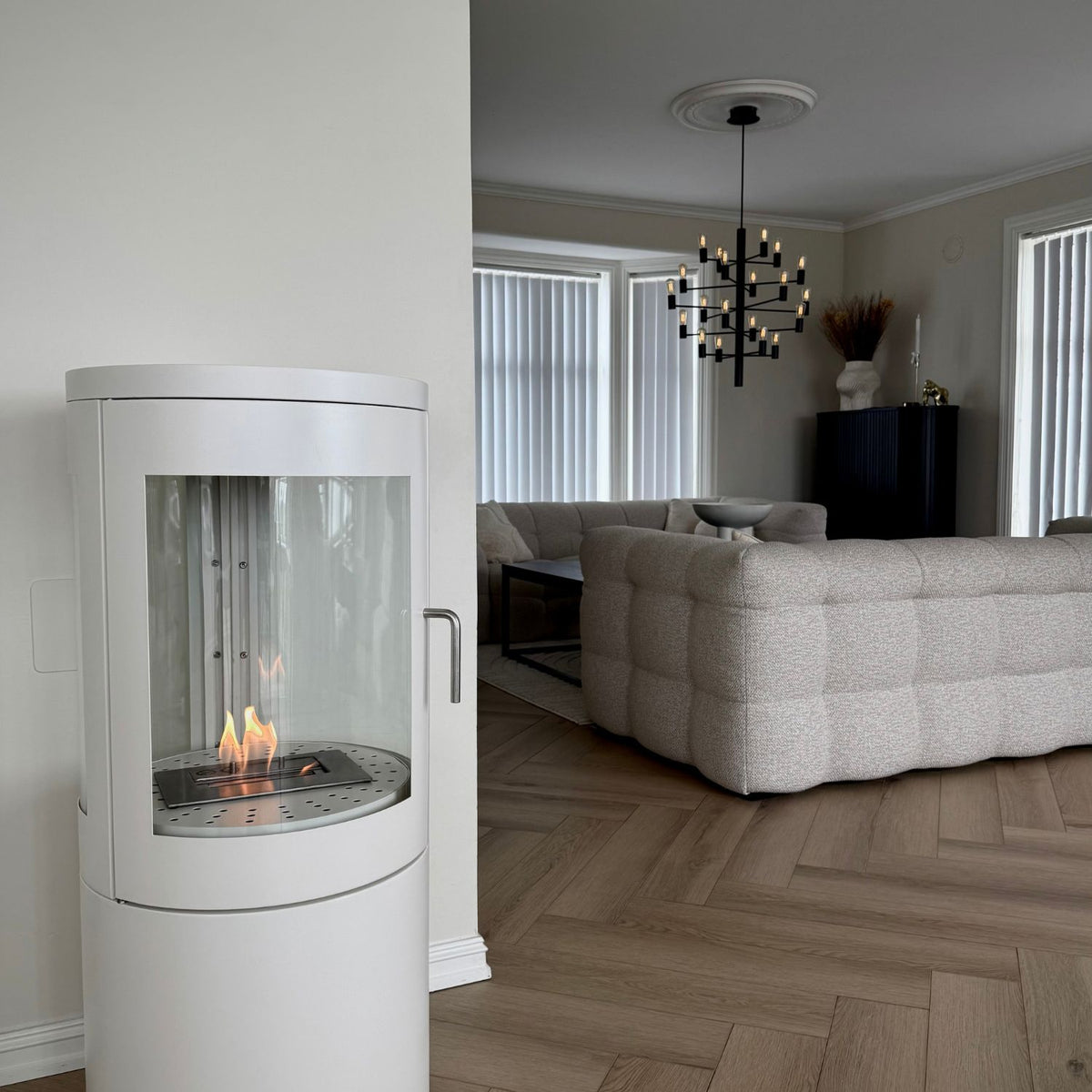 Columbus Bianco - Stufa a bioetanolo con vista a 360 gradi