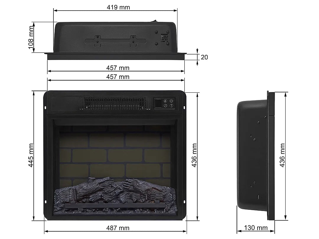ArtiFlame AF18B - Inserto per caminetto elettrico da incasso 18"
