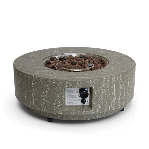Estate Round 76 Dark Travertine – Tavolo braciere rotondo a gas