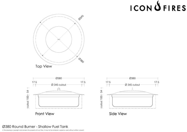 Icon Fires bruciatore rotondo in acciaio - 38 cm