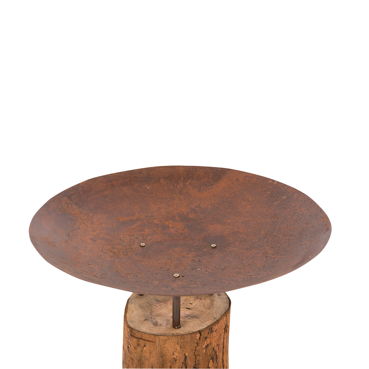 Focolare in acciaio corten su base in legno