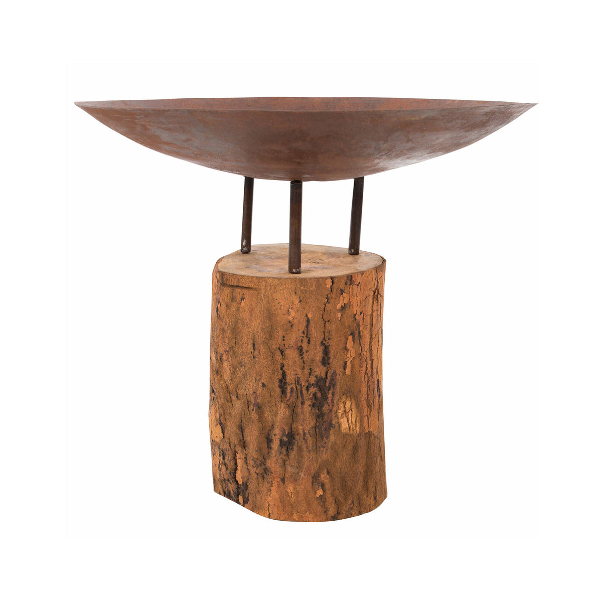 Focolare in acciaio corten su base in legno