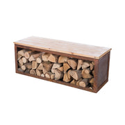 Panca contenitore in legno e acciaio corten