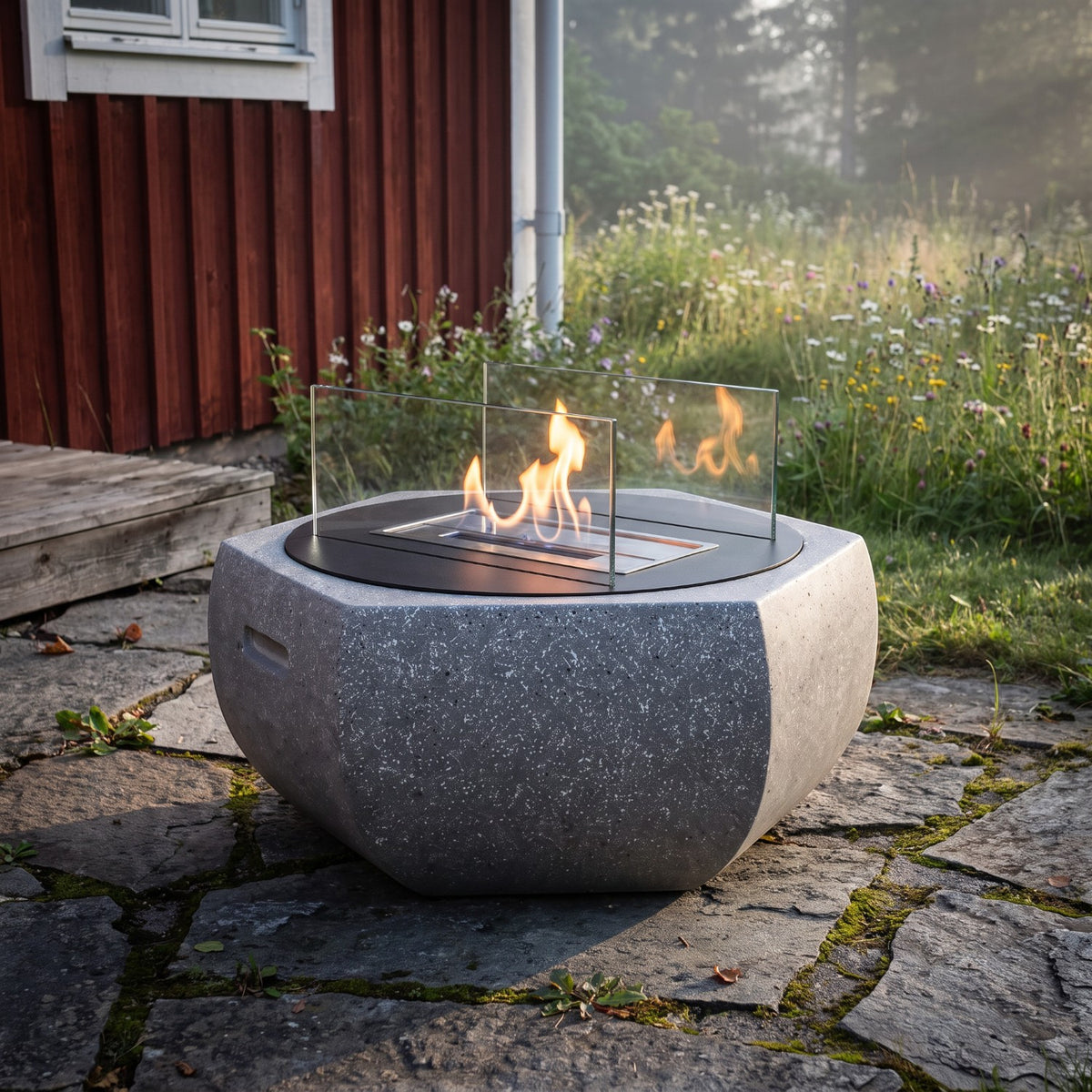 SOLIS - Granite Grey - Outdoor Bioethanol Fireplace