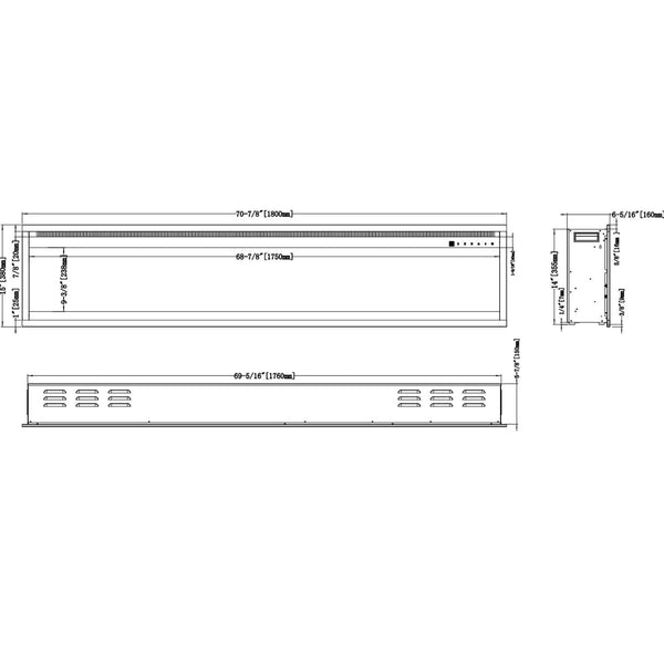 Caminetto elettrico Royal Pro - 180 cm