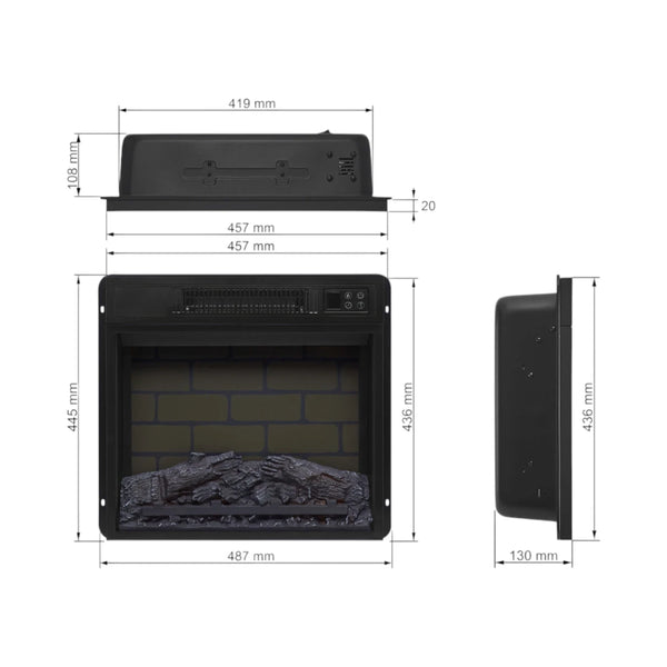 ArtiFlame AF18B - Inserto per caminetto elettrico da incasso 18"