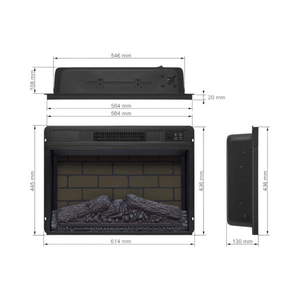 ArtiFlame AF23BS - Inserto per caminetto elettrico da 23"