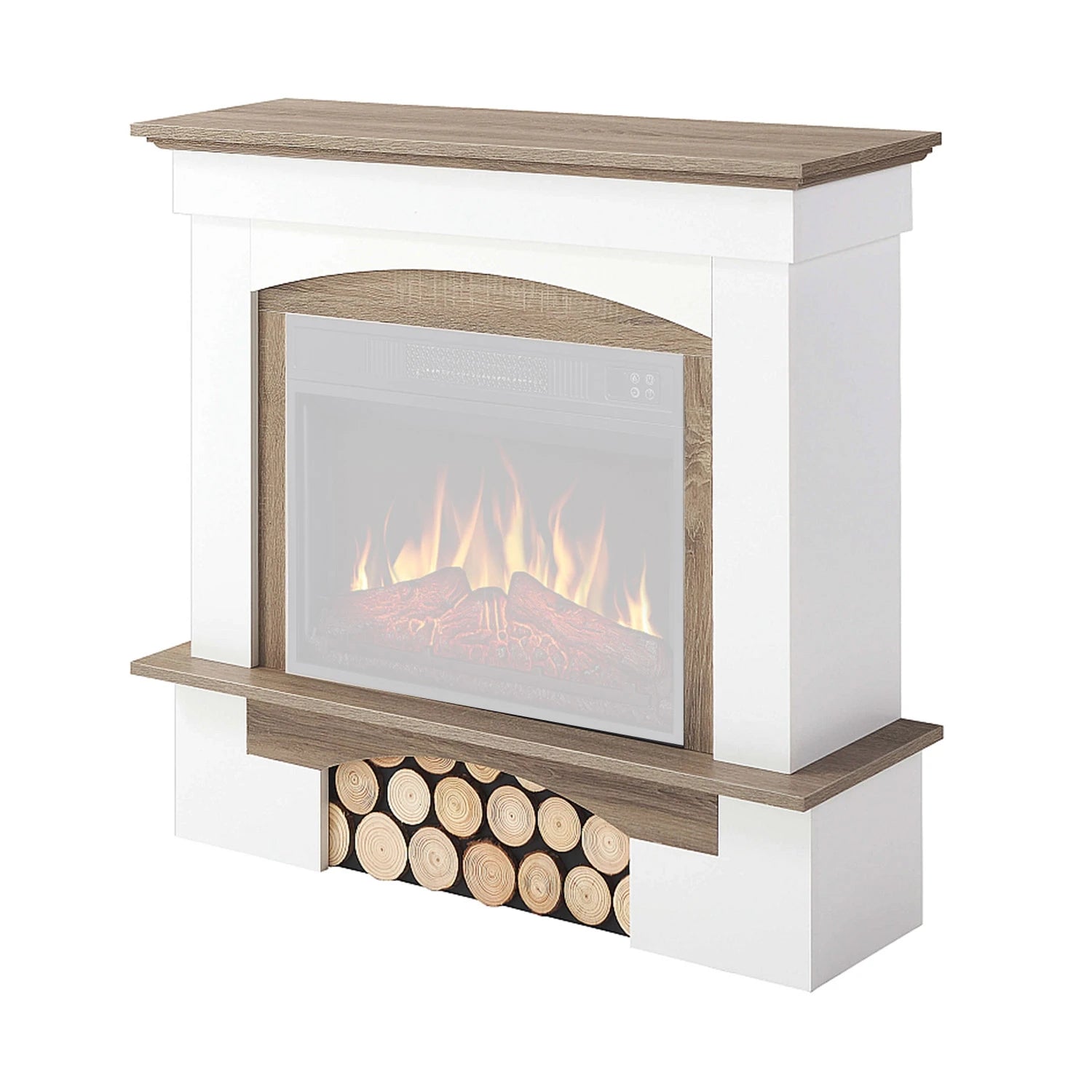 Cornice per camino Woodley – Bianco / Rovere grigio (solo cornice)