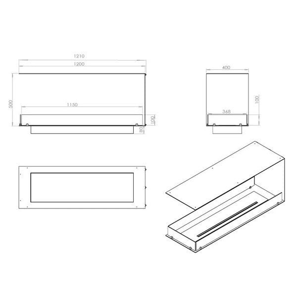 Foco Room Divider 1200 - Biocamino divisorio