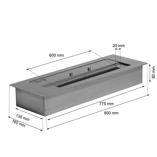 Superior 4.0L Ethanol Burner (W: 80 cm)
