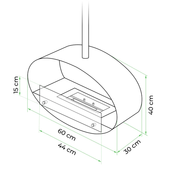 Halifax nero - Biocamino sospeso - 60cm