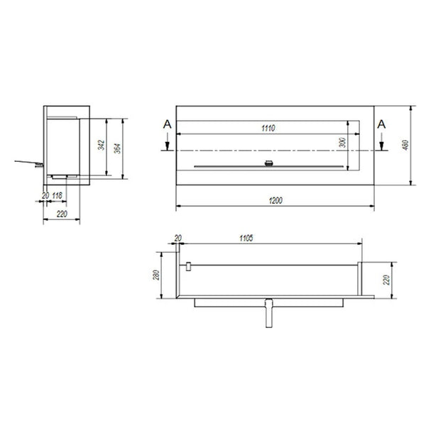 Camino ad angolo sinistro - 120 cm
