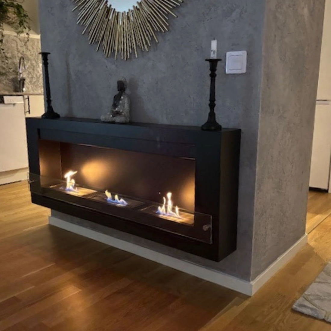 Biocamino da parete XL nero -  Fino a 4 Kw di calore