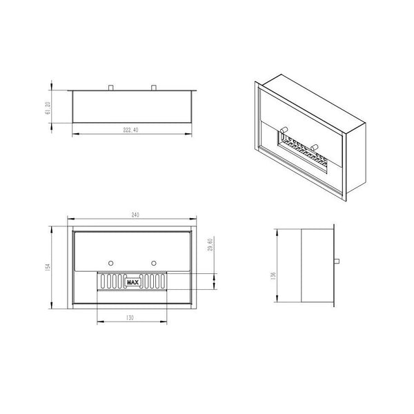 Bruciatore a bioetanolo Deluxe - 1,0L - 24 cm