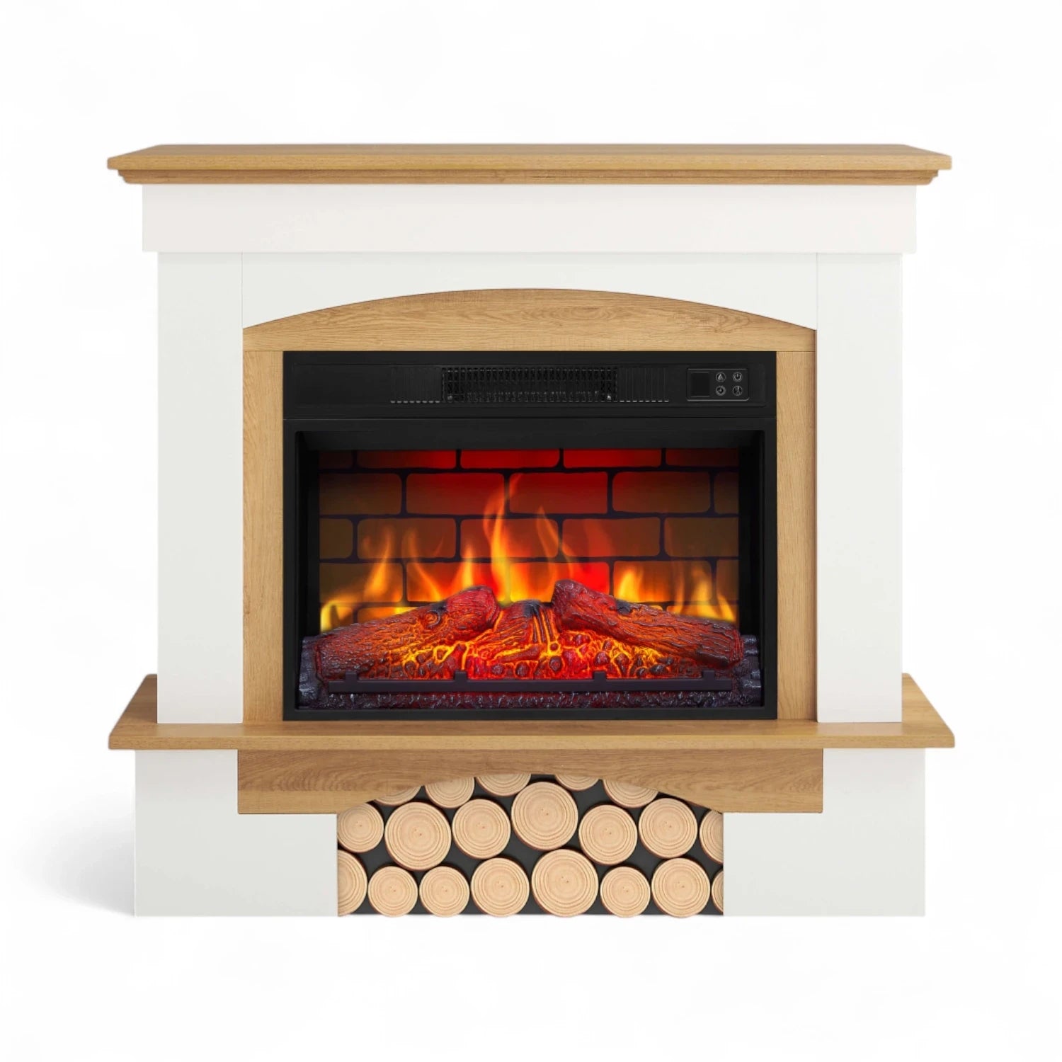 Caminetto elettrico Woodley – Cornice bianca/rovere naturale
