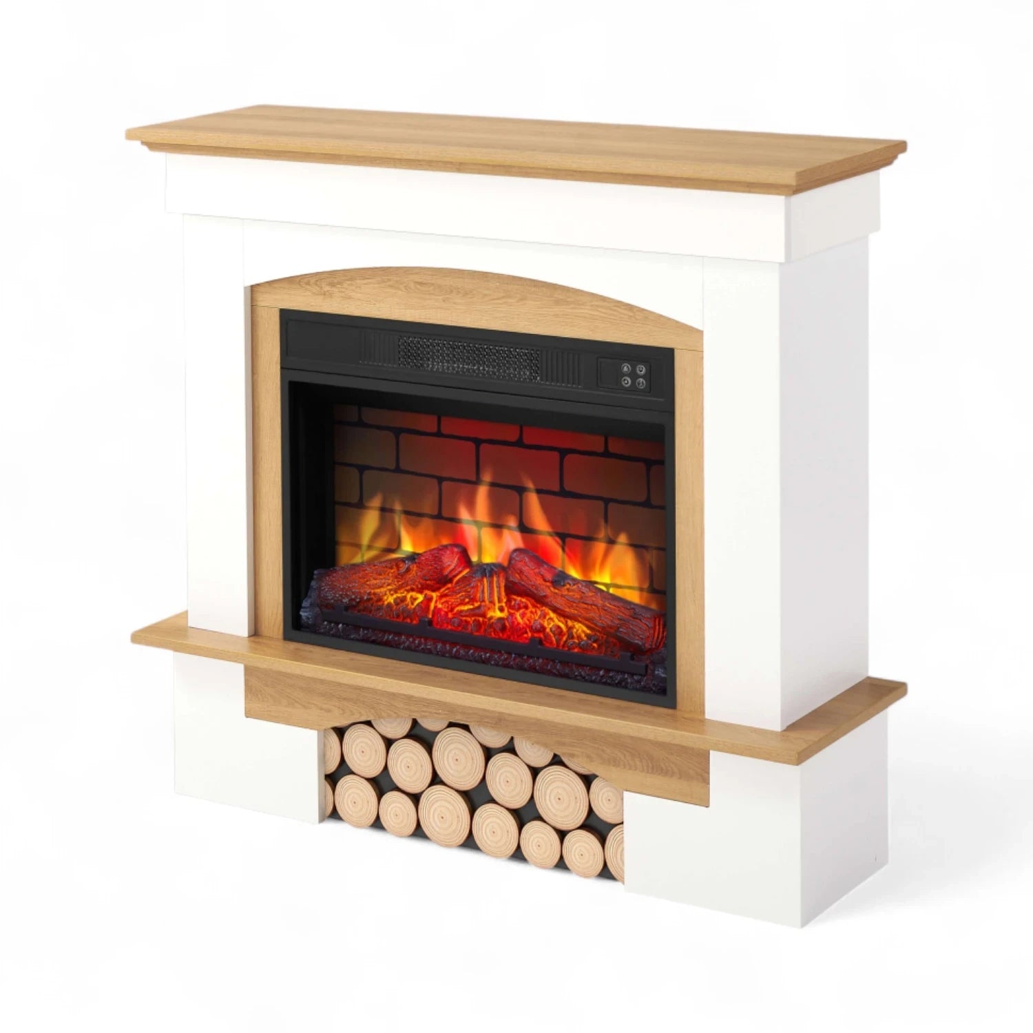 Caminetto elettrico Woodley – Cornice bianca/rovere naturale