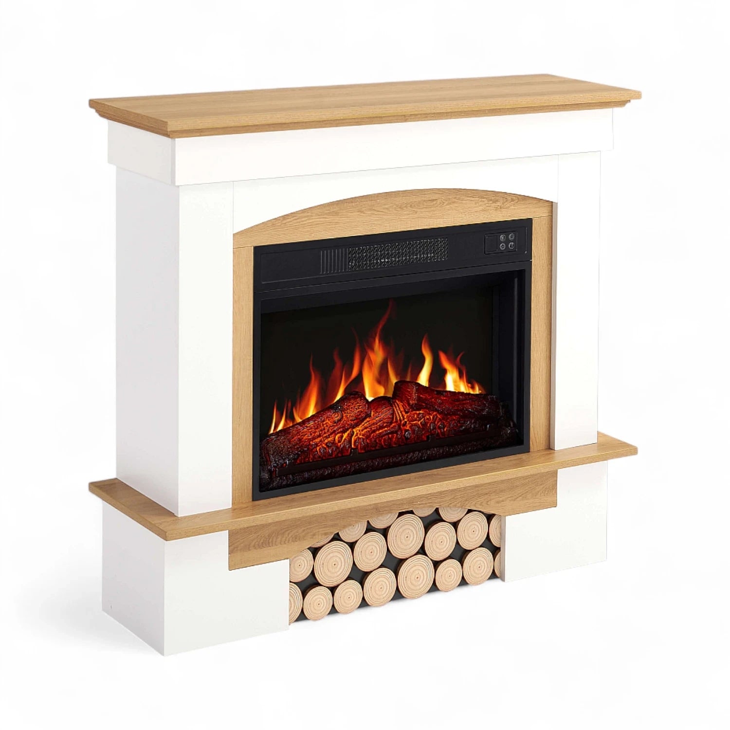 Caminetto elettrico Woodley – Cornice bianca/rovere naturale
