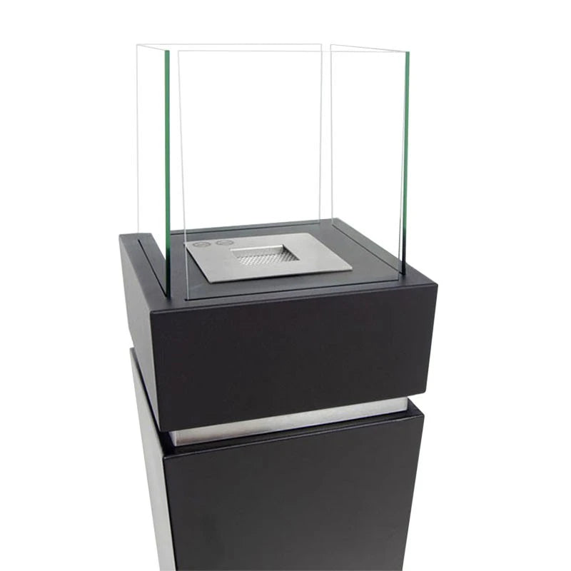 Elegante biocamino da appoggio con vetro - Nero