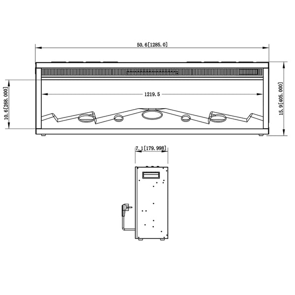 LED Classic 129 cm - Camino Elettrico da Incasso