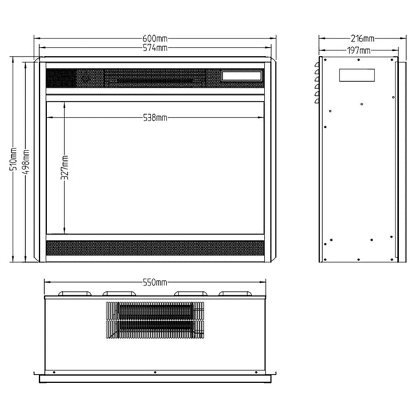 LED Classic - Camino elettrico da incasso - 60 cm