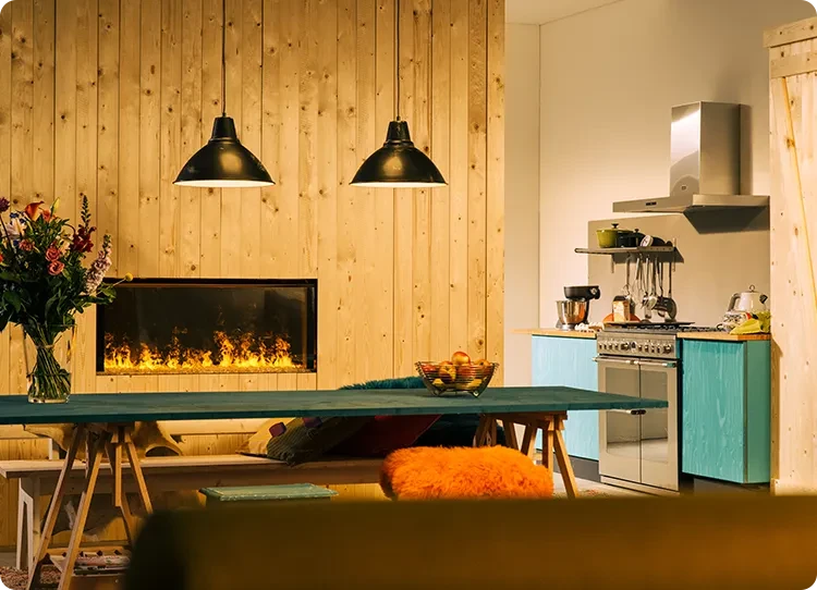 Caminetto Dimplex Faber in una sala da pranzo