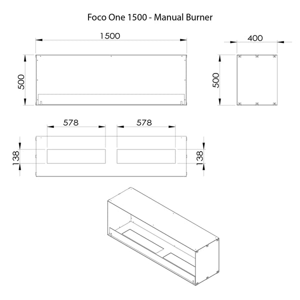 Foco One 1500 - Biocamino da incasso frontale