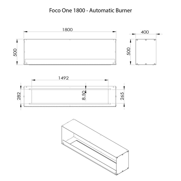 Foco One 1800 - Biocamino da incasso frontale
