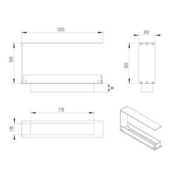 Foco Room Divider 1000 Slim - Biocamino divisorio