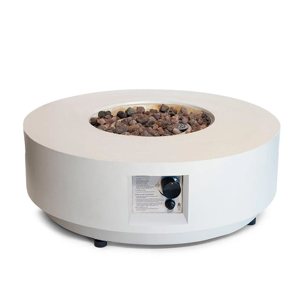 Estate Round 76 Ostrica Beige – Tavolo con Camino a Gas Rotondo