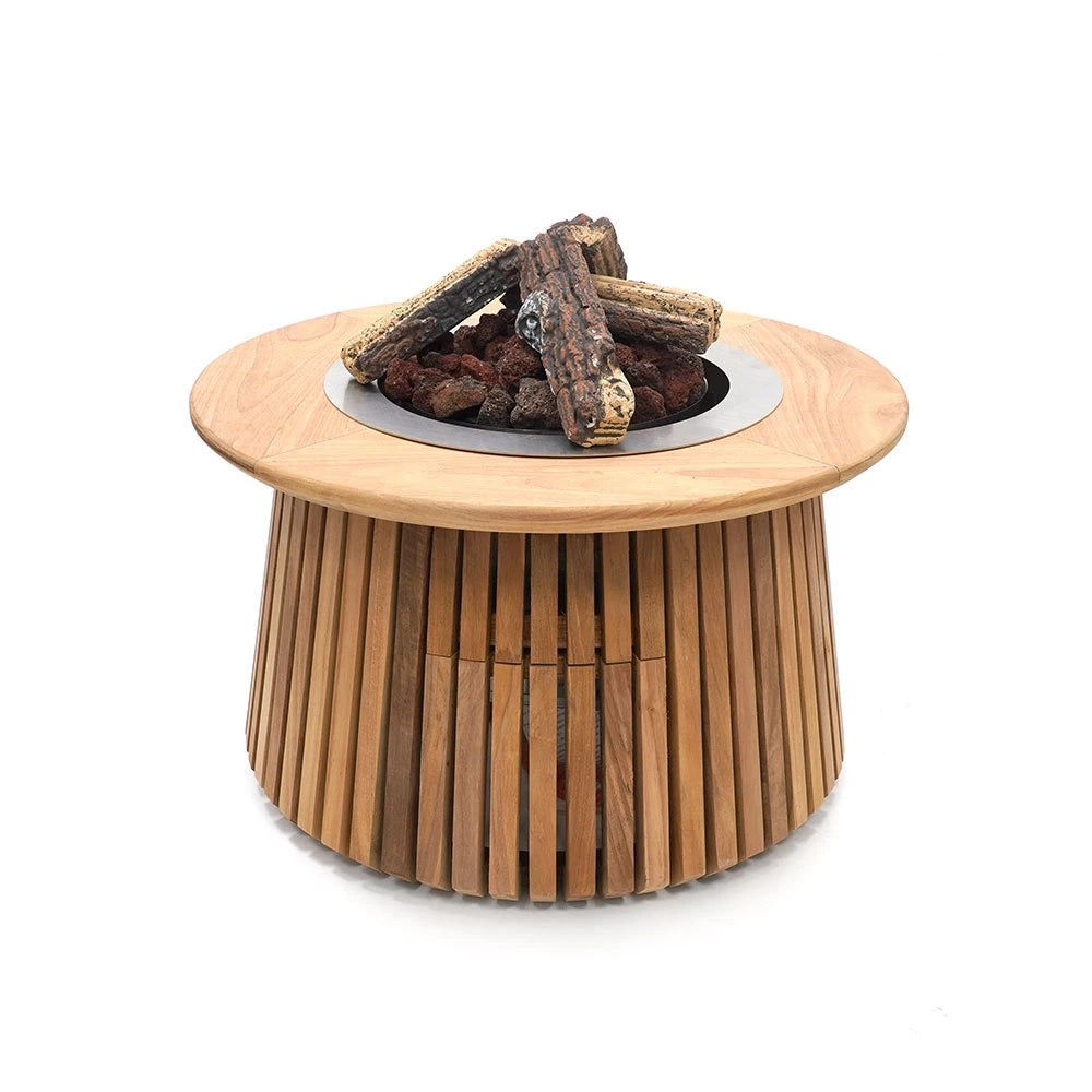 Lagune Rotondo 60 Teak – Tavolo con Camino a Gas Rotondo