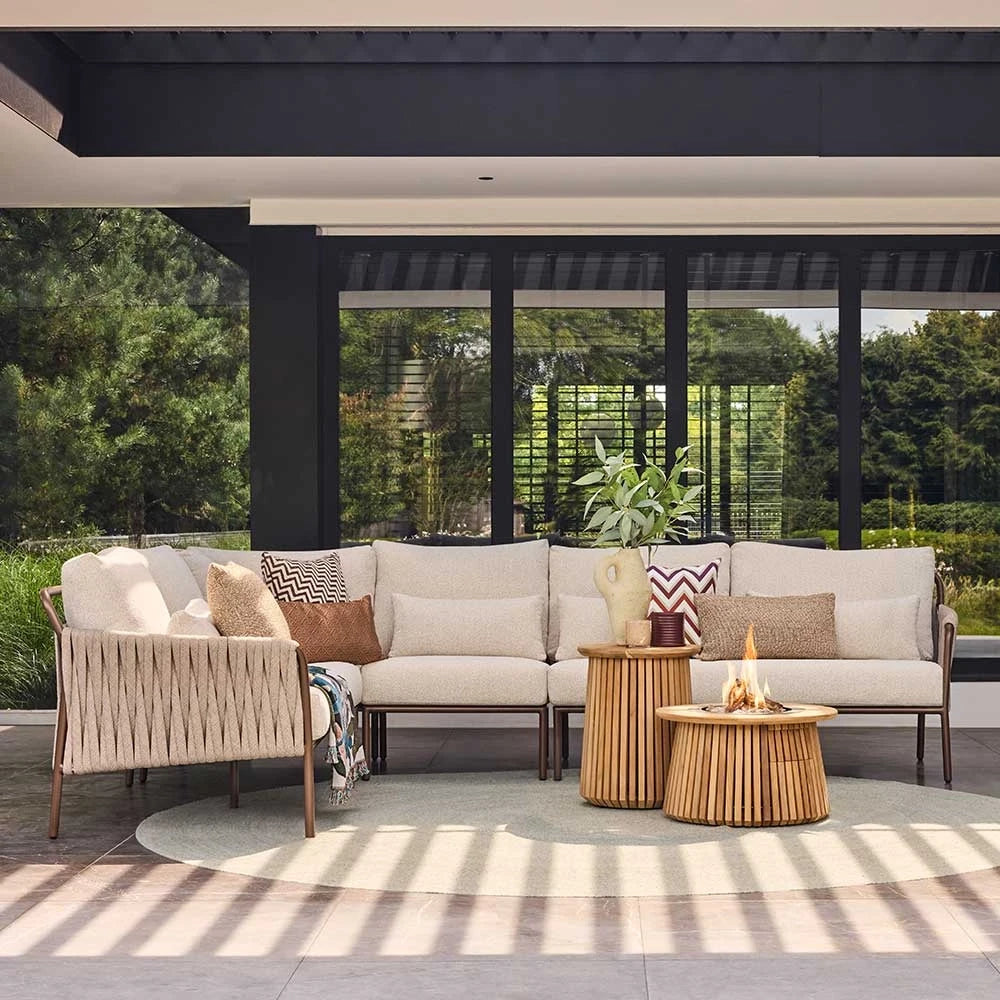 Lagune Rotondo 60 Teak – Tavolo con Camino a Gas Rotondo