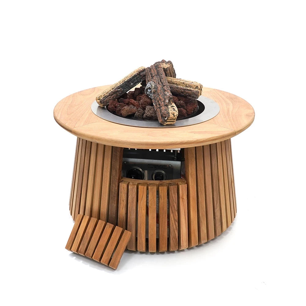 Lagune Rotondo 60 Teak – Tavolo con Camino a Gas Rotondo