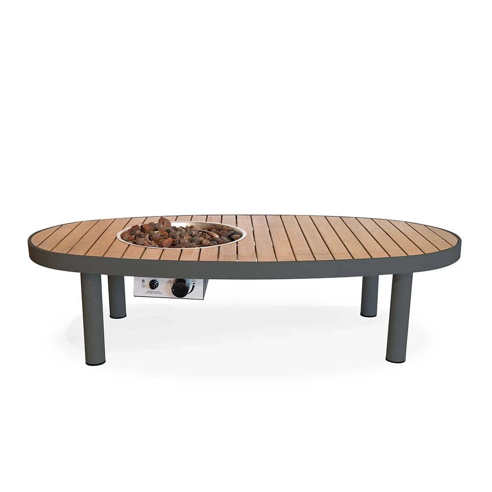 Riviera 140 Smokey Anthracite – Tavolo con Camino a Gas Ovale